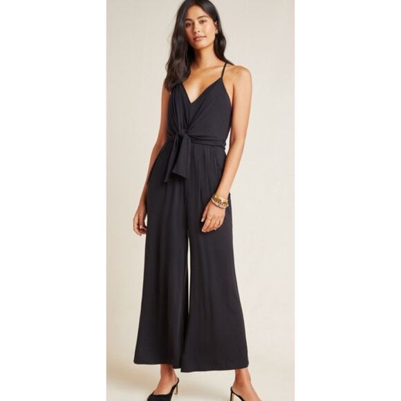 MOULINETTE SOEURS Willa Tie-Waist Jumpsuit In Black Size Large - Picture 1 of 10